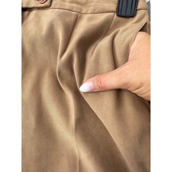 Harve Benard Dress Slack Trousers Women 2 Petite Tan Ankle Brushed Office Career - Picture 3 of 6